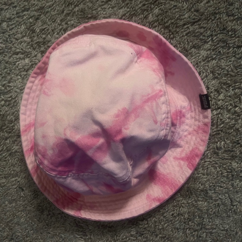 Victoria's Secret PINK Tie Dye Bucket Hat Pink Purple Cotton Sun Hat Beach OS